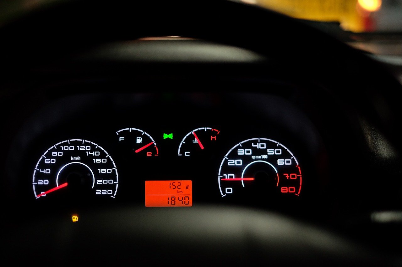 car dashboard, speedometer, speed